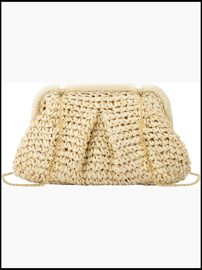 Straw Woven Dumpling Clutch Purse Crossbody Bag Summer Beach Vacation